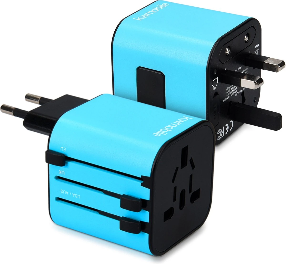 Kwmobile Wereldstekker Universeel - Reisstekker Geschikt Voor De Hele Wereld - Europa, Verenigde Staten, Afrika, Australië En Azië - Blauw 3 Kwmobile Wereldstekker Universeel - Reisstekker Geschikt Voor De Hele Wereld - Europa, Verenigde Staten, Afrika, Australië En Azië - Blauw