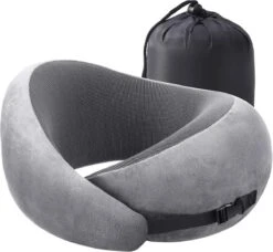 Memory Foam Reiskussen - Inclusief Opergtasje - Grijs