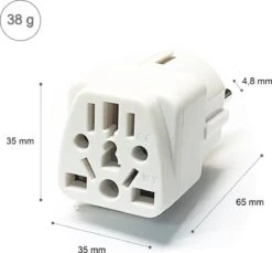 Colorful Sun® Universele Wereldstekker - Reisstekker Type E & F - UK / US / CN / AU / FR / JP / IT Naar EU/ID/KR - 1 Stuk - Engeland, Schotland(UK), Amerika VS, China, Australië, Frankrijk, Japan, Italië Naar Europa(EU), Indonesië En Korea - Wit -Voyago Winkel 1200x1111 18