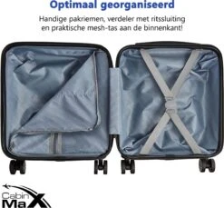 CabinMax Handbagage Koffer - Trolley 30L - Harde Reiskoffer - 45x36x20cm - Lichtgewicht - Groot Capaciteit - Zwart -Voyago Winkel 1200x1111 4