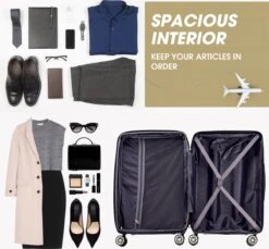 Merax 3-delig Kofferset Met TSA Slot - Trolleyset ABS 40L, 70L & 110 Liter - Goud -Voyago Winkel 1200x1111 9