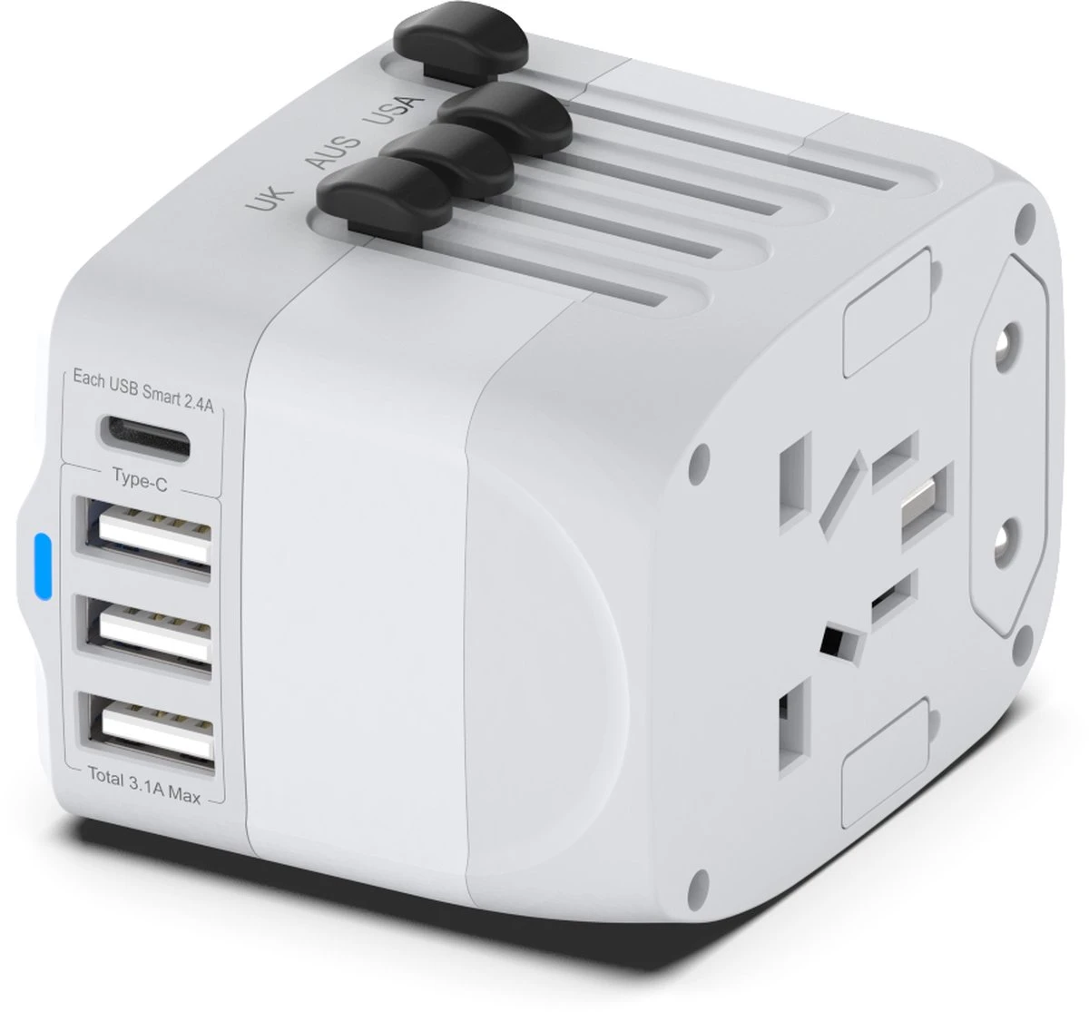 Universele Wereldstekker Met 4 USB-C En USB Poorten - Internationale Reisstekker Voor 150+ Landen - EU - Engeland (UK) - Amerika (USA) - Australië - Azië - Zuid Amerika - Reis Adapter - Wereld Stekker - Oplader – Wit 9 Universele Wereldstekker Met 4 USB-C En USB Poorten - Internationale Reisstekker Voor 150+ Landen - EU - Engeland (UK) - Amerika (USA) - Australië - Azië - Zuid Amerika - Reis Adapter - Wereld Stekker - Oplader – Wit - Afbeelding 7