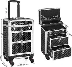 Cosmetic Case Trolley - Professionele Make-up Case - Kapperskoffer Met 4 Uitneembare Wielen -Voyago Winkel 1200x1116 1