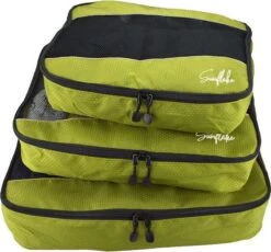Sunflake Packing Cubes Set - 3 Stuks - Geschikt Voor Handbagage, Backpack & Koffer - Legergroen