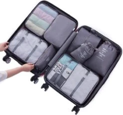 Naro Packing Cubes - 8 Delig - Koffer Organizer - Backpack Organizer - Baggage Organizers - Cubes Compression - Compression Cube - Reistassen - Grijs -Voyago Winkel 1200x1116 9