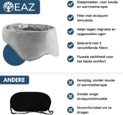 EAZ Verzwaard Slaapmasker - Oogmasker Slaap - Verwarmen En Koelen - Slaapmasker Vrouwen En Mannen - Ontspanning - Migraine - Incl. Luxe Bewaarhoes - Cadeau -Voyago Winkel 1200x1117 10