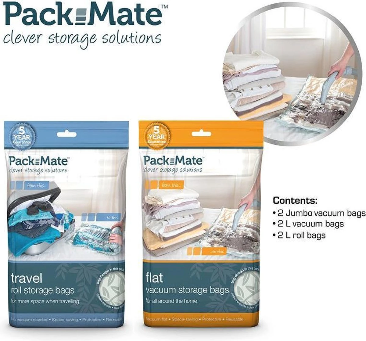 Packmate - Vacuümzakken (6-delig) - Vacuüm Opbergzakken - Ruimte Besparen 6 Packmate - Vacuümzakken (6-delig) - Vacuüm Opbergzakken - Ruimte Besparen - Afbeelding 4