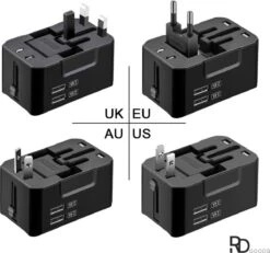 Universele Wereldstekker Met 2 Fast Charge USB Poorten - Universele Stekker – Reisstekker - Internationale Reisstekker Voor 150 + Landen - Internationale Adaptor - Zwart -Voyago Winkel 1200x1120 7