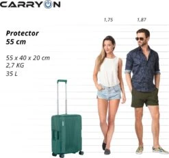 CarryOn Protector Luxe Handbagage Koffer - Trolley 55cm Met TSA-slot En Clipsluiting - Groen -Voyago Winkel 1200x1123 1