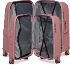 ©TROLLEYZ - Paris No.5 - Kofferset 2 Delig - 55+78cm Met TSA Slot - Dubbele Wielen - 360° Spinners - 100% Polypropyleen - Reiskoffers In Rose Blush -Voyago Winkel 1200x1123 10