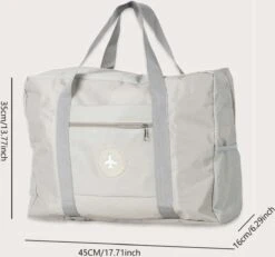 Merkloos Reistas - Handbagage Tas - Opvouwbaar - Beige - Off White - Travelbag -Voyago Winkel 1200x1124 10