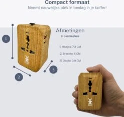 Dutch Quality® - Universele Wereldstekker - USB-C & USB-A Poort - 170+ Landen - Internationale Reisstekker - Hout Look -Voyago Winkel 1200x1126 10