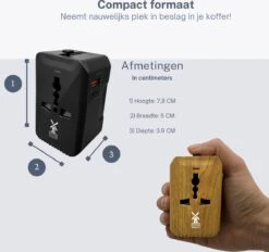 Dutch Quality® - Universele Wereldstekker - USB-C & USB-A Poort - 170+ Landen - Internationale Reisstekker - Zwart -Voyago Winkel 1200x1126 7