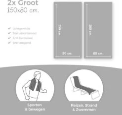 TravelGuru Microvezel Reishanddoek Set Van 2x Large (85 * 150cm) - Sneldrogende, Lichtgewicht Handdoek Ideaal Voor Sporten, Reizen, Outdoor & Strand - Microfiber Travel Towel XL - Grijs -Voyago Winkel 1200x1127 10