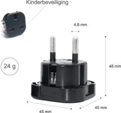 Colorful Sun® Universele Wereldstekker - Reisstekker Type E & F - UK Naar EU/ID/KR - 1 Stuk - Engeland, Schotland(UK), Hong Kong, Ierland, Malta, Maleisië, Singapore Naar Europa(EU), Indonesië, Korea - Kinderbeveiliging - Zwart -Voyago Winkel 1200x1127 5