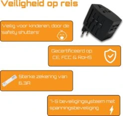 MUNDAY Wereldstekker Universeel - Met Opberghoesje - Incl. Type A & Type G - USB C - Reisstekker -Voyago Winkel 1200x1129 6
