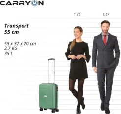 CarryOn Transport Handbagagekoffer - USB Handbagage 55cm - OKOBAN - Dubbele Wielen - Olijf -Voyago Winkel 1200x1130 1