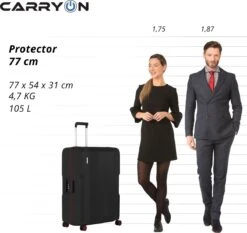 CarryOn Protector Luxe Grote Reiskoffer - Trolley 77cm Met TSA-klikslot - Ultrasterk - Zwart -Voyago Winkel 1200x1130 10