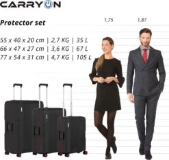 CarryOn Protector Luxe 3-delige Kofferset - Trolleyset Met TSA-kliksloten - Zwart -Voyago Winkel 1200x1130 12