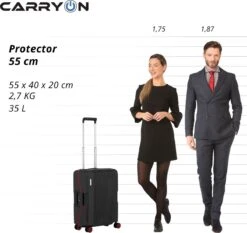 CarryOn Protector Luxe Handbagage Koffer - Trolley 55cm Met TSA-slot En Clipsluiting - Zwart -Voyago Winkel 1200x1130 2