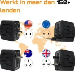 MUNDAY Wereldstekker Universeel - Met Opberghoesje - Incl. Type A & Type G - USB C - Reisstekker -Voyago Winkel 1200x1132 16