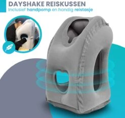 Dayshake Multifunctioneel Reiskussen - Met Handpomp En Opbergzak - Grijs - Nekkussen - Vliegtuig En Auto - Opblaasbaar -Voyago Winkel 1200x1133 19