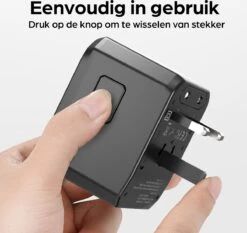 Hermanos® Reisstekker - Universele Wereldstekker Met USB-C En 4 USB Poorten - Internationale Reisstekker Voor 150+ Landen - 2000 Watt - Amerika (USA) - Engeland (UK) - Australië - Azië - Zuid Amerika - Afrika - Zwart - HWS01 -Voyago Winkel 1200x1134 11