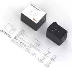 TravelHawk Universele Wereldstekker Met 2x Fastcharge USB-C En 3 USB Poorten - Reisstekker - Internationale Reisstekker Voor 150+ Landen - Amerika (USA) - Engeland (UK) - Australië - Azië - Zuid Amerika - Afrika - Wereldstekkers - Zwart -Voyago Winkel 1200x1135 6