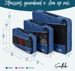 Sunflake Packing Cubes Set - 3 Stuks - Geschikt Voor Handbagage, Backpack & Koffer - Donkerblauw -Voyago Winkel 1200x1136 15