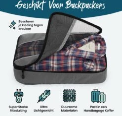 Sunflake Packing Cubes Set - 3 Stuks - Geschikt Voor Koffer, Backpack & Handbagage - Grijs -Voyago Winkel 1200x1139 14