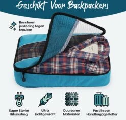 Sunflake Packing Cubes Set - 3 Stuks - Geschikt Voor Handbagage, Backpack & Koffer - Blauw -Voyago Winkel 1200x1139 15