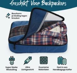 Sunflake Packing Cubes Set - 3 Stuks - Geschikt Voor Handbagage, Backpack & Koffer - Donkerblauw -Voyago Winkel 1200x1139 16