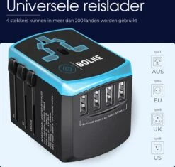 Bolke Reisstekker - Universele Wereldstekker - USB Poorten - UK / AU / EU / US - 5 In 1 -Voyago Winkel 1200x1140 13
