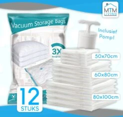 MTM Living Vacuümzakken Voor Dekbedden En Kleding - 12 Stuks / 3 Maten - Inclusief Handpomp -Voyago Winkel 1200x1141 13