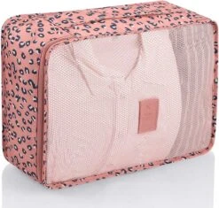 Packing Cubes Set 6 Stuks - Koffer Organizer - Travel Bag - Kleding Organizer Set - Backpack Kubussen - Opbergzakken - Backpack Cubes - Reizen - Roze Print -Voyago Winkel 1200x1142 15