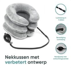 Opblaasbaar Nekkussen Voor Vliegtuig/Auto - Reiskussen Met Nekondersteuning - Anti Nekpijn Neksteun Kussen - 3 Laags – Grijs -Voyago Winkel 1200x1142 17