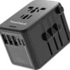 TravelHawk Universele Wereldstekker Met 2x Fastcharge USB-C En 3 USB Poorten - Reisstekker - Internationale Reisstekker Voor 150+ Landen - Amerika (USA) - Engeland (UK) - Australië - Azië - Zuid Amerika - Afrika - Wereldstekkers - Zwart -Voyago Winkel 1200x1142 6