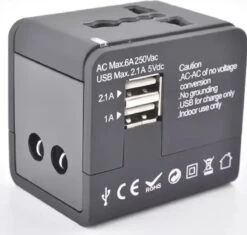 MethoBrick Universele Wereldstekker - Reisstekker - 160+ Landen - 2 USB Poorten - Zwart -Voyago Winkel 1200x1143 10