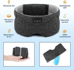 Bluetooth Slaapmasker (premium) - Beste Keuze - 100% Verduisterend - Ultraplatte 'spons Speakers' (perfect Voor Zijslapers) - Koel En Ademend Materiaal - Volledig Verstelbaar - Excellente Geluidskwaliteit - Batterij: 13 Uur - Antraciet (limited) -Voyago Winkel 1200x1143 23