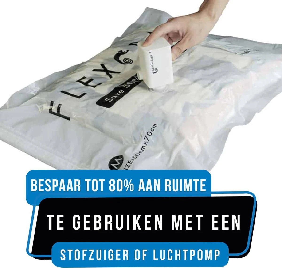 Flextail Gear Vacuümzakken Flexbag L Vacuüm Opbergzakken - Vacuüm Zakken Kleding 80x60 Cm - 4 Stuks 4 Flextail Gear Vacuümzakken Flexbag L Vacuüm Opbergzakken - Vacuüm Zakken Kleding 80x60 Cm - 4 Stuks - Afbeelding 2