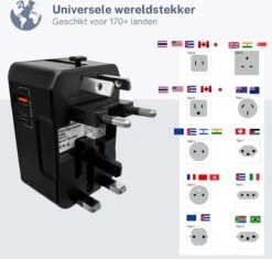 Dutch Quality® - Universele Wereldstekker - USB-C & USB-A Poort - 170+ Landen - Internationale Reisstekker - Zwart -Voyago Winkel 1200x1143 7
