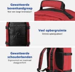 CabinMax Metz Reistas – Handbagage 20L – Rugzak – Schooltas - 40x25x20 Cm – Compact Backpack – Lichtgewicht – Oxide Rood -Voyago Winkel 1200x1144 7