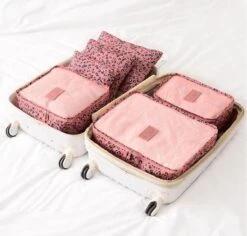 Packing Cubes Set 6 Stuks - Koffer Organizer - Travel Bag - Kleding Organizer Set - Backpack Kubussen - Opbergzakken - Backpack Cubes - Reizen - Roze Print -Voyago Winkel 1200x1145 20