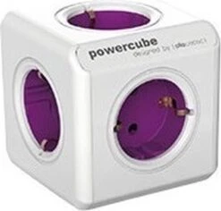 DesignNest PowerCube ReWirable Reisstekker + 3x Wereldstekkers + 1 Meter IEC EU Kabel DE - Wit/Paars - 5 Stopcontacten - Wereld Adapter -Voyago Winkel 1200x1147 6