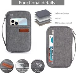 Plugstore - Suweir Paspoorttas Familie Paspoorthoes En 3 Stuks Kofferlabels Reisdocumententas Reisorganizer Met RFID-blokkering Voor Paspoort, Creditcards, Reisdocumenten, ID-kaart, Grijs Grijs -Voyago Winkel 1200x1148 14