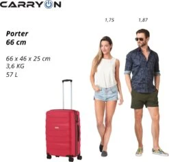 CarryOn Porter ® Reiskoffer - 66cm Trolley Met TSA-slot - OKOBAN Registratie - Rood -Voyago Winkel 1200x1148 5