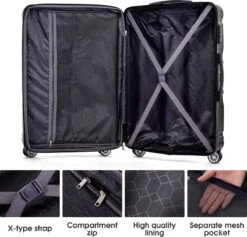 Merax 3-delig Kofferset Met TSA Slot - Trolleyset ABS 40L, 70L & 110 Liter - Zwart -Voyago Winkel 1200x1149 7