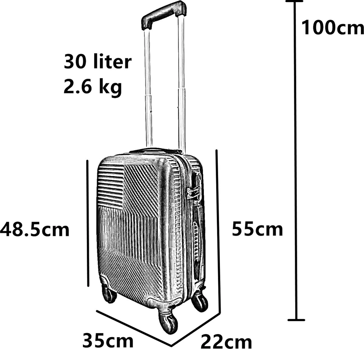 SB Travelbags Handbagage Koffer 55cm 4 Wielen Trolley - Blauw 8 SB Travelbags Handbagage Koffer 55cm 4 Wielen Trolley - Blauw - Afbeelding 6