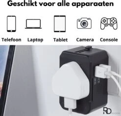Universele Wereldstekker Met 2 Fast Charge USB Poorten - Universele Stekker – Reisstekker - Internationale Reisstekker Voor 150 + Landen - Internationale Adaptor - Zwart -Voyago Winkel 1200x1151 11