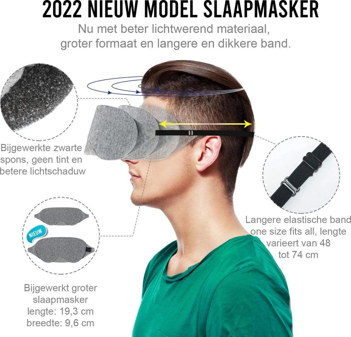 Merkloos Slaapmasker Voor Mannen En Vrouwen Slaap Oogmasker - Ademend Katoen 6 Merkloos Slaapmasker Voor Mannen En Vrouwen Slaap Oogmasker - Ademend Katoen - Afbeelding 4